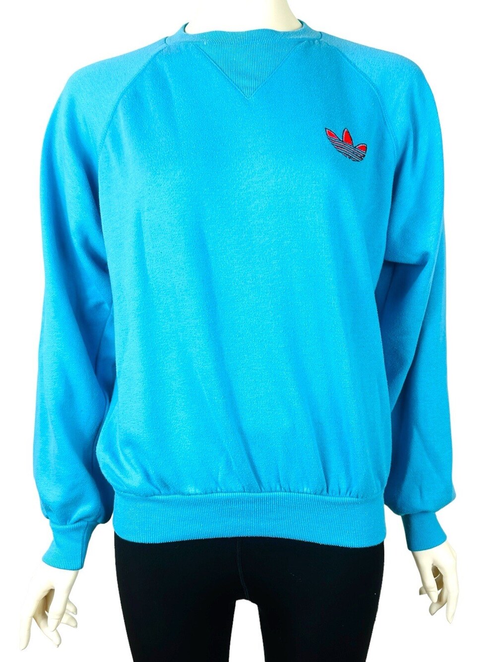 Vintage Adidas Pullover Sweatshirt Women's Small Royal Blue Trefoil 80s 90s